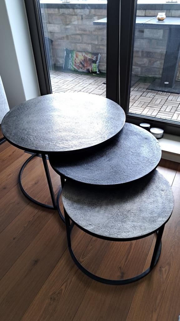 Mooie salontafels, 3 stuks, brons en zwart, Huis en Inrichting, Tafels | Salontafels, 50 tot 100 cm, Rond, Ophalen of Verzenden