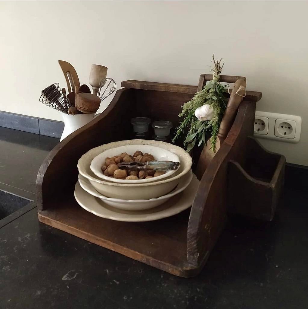 Brocante Franse wasbak van hout - Landelijke stijl, Antiek en Kunst, Curiosa en Brocante, Ophalen of Verzenden