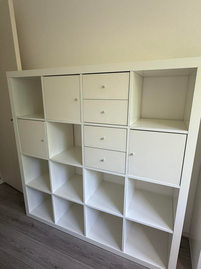 IKEA Kallax 4x4 kast met 3 deuren en 4 lades, Ophalen, Gebruikt