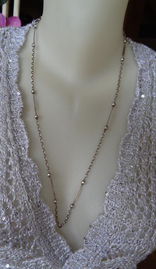 zilveren lange sier ketting [519], Sieraden, Tassen en Uiterlijk, Kettingen, Zo goed als nieuw, Zilver, Zilver, Verzenden