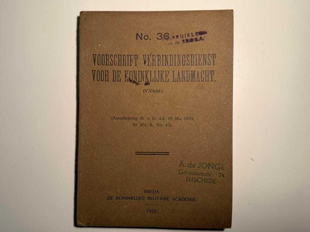 Voorschrift Verbindingsdienst voor de Koninklijke Landmacht, Ophalen of Verzenden, Nederland, Boek of Tijdschrift