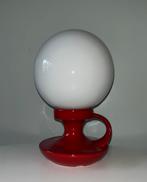 Rode keramiek tafellamp met witte bol, Ophalen of Verzenden, Gebruikt, Minder dan 50 cm