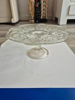 Glazen taartschaal op voet, vintage, Huis en Inrichting, Ophalen of Verzenden, Gebruikt
