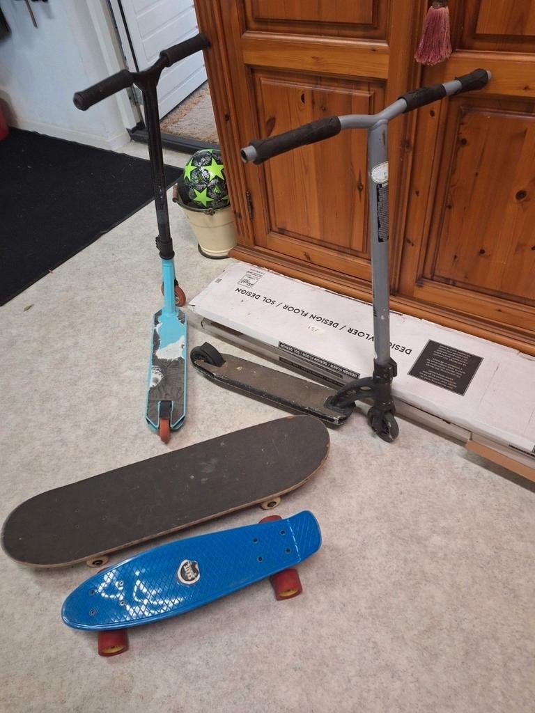 2 steppen en 2 planken, Fietsen en Brommers, Steps, Ophalen, Gebruikt, Gewone step