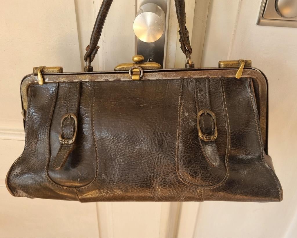 Mooie brocante zwarte dokterstas tas, Ophalen of Verzenden