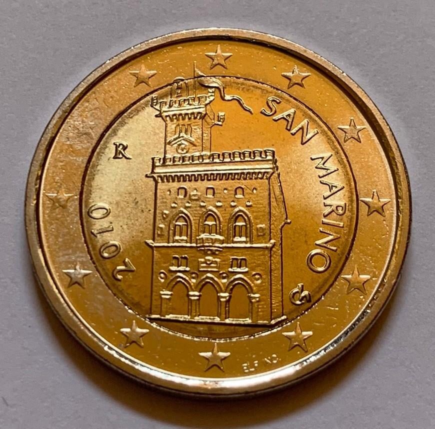 2 Euro San Marino 2010 UNC (Palazzo Publicco) missende ster, Postzegels en Munten, Munten | Europa | Euromunten, Verzenden, San Marino