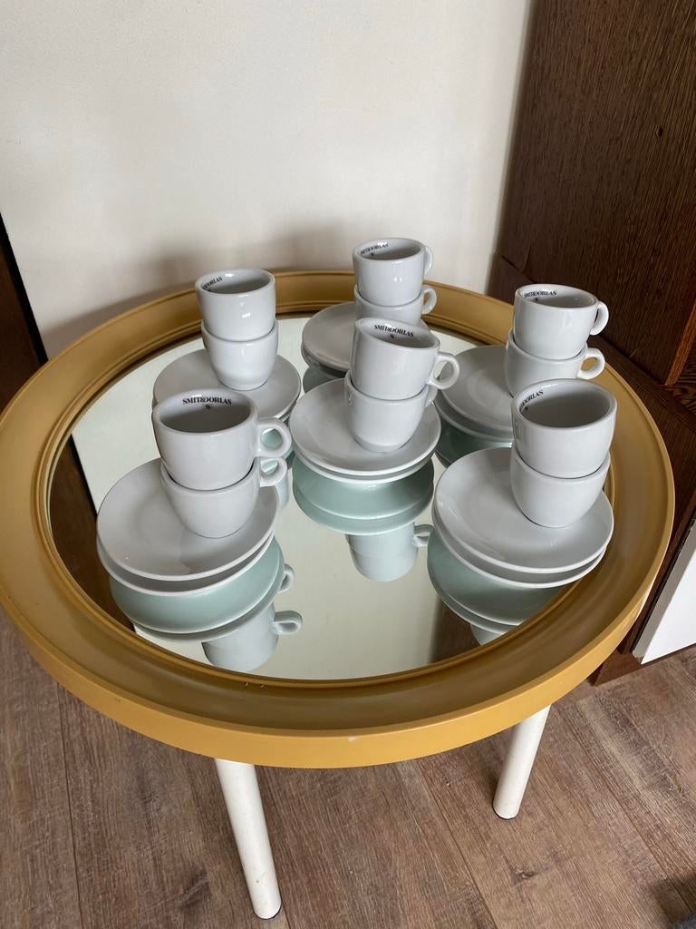 SMIT&DORLAS espresso kopjes en schotels 12x, Huis en Inrichting, Keuken | Servies, Gebruikt, Keramiek, Ophalen of Verzenden, Effen