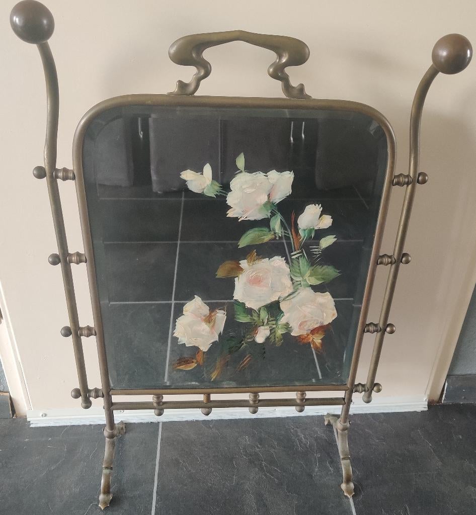 Antieke Victoriaanse haardscherm met afgeschuinde spiegel, Ophalen