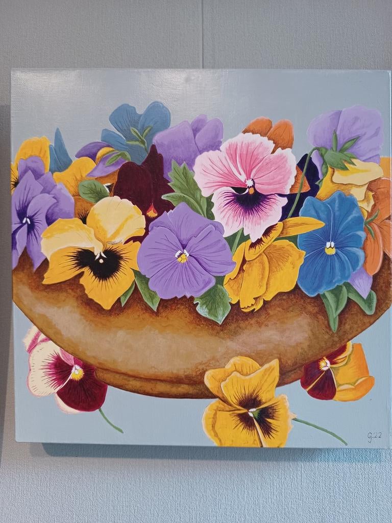 Vrolijke viooltjes., Antiek en Kunst, Ophalen of Verzenden