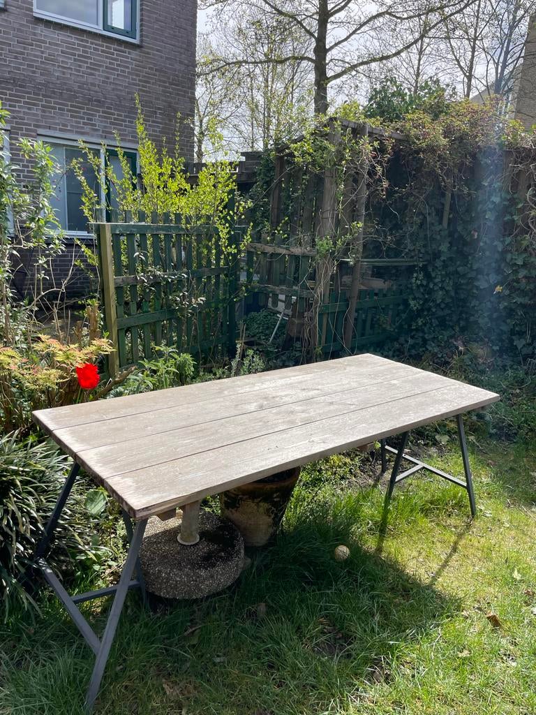 Houten tafel voor binnen of buiten, Tuin en Terras, Ophalen, Gebruikt, Rechthoekig, Hout