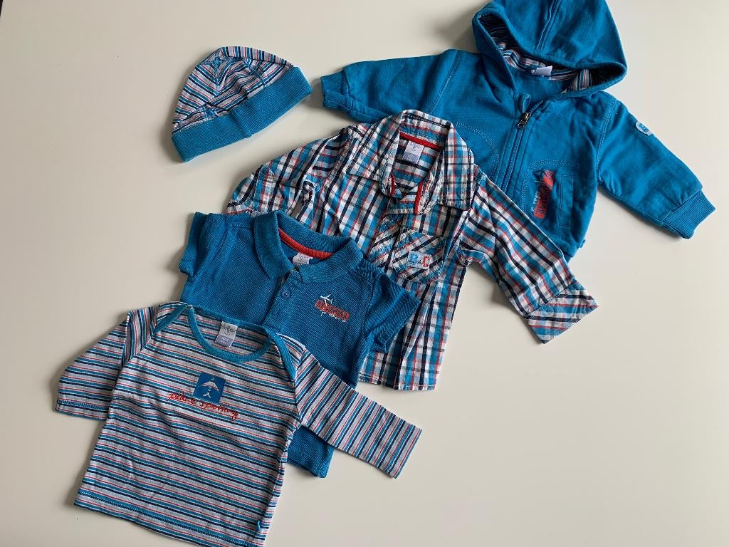 5 dlg vest longsleeve hemd polo BFC maat 50 / 56 zgan (F51), Kinderen en Baby's, Babykleding | Maat 50, Zo goed als nieuw, Jongetje