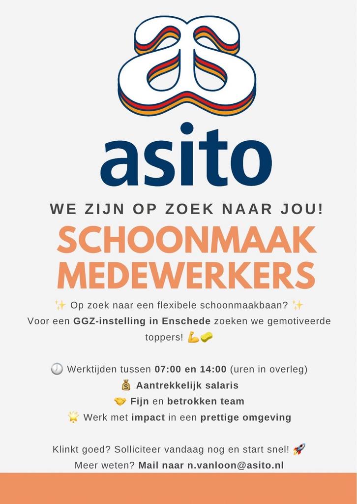 Schoonmaak medewerkers gezocht, 33 - 40 uur, Overige vormen