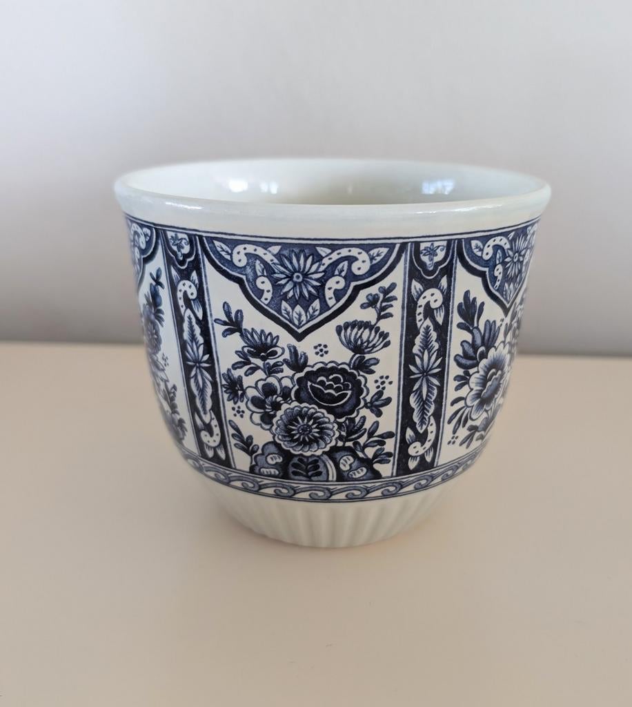 Vintage Delfts Blauw aardewerk bloempot By Boch Belgium, Ophalen of Verzenden