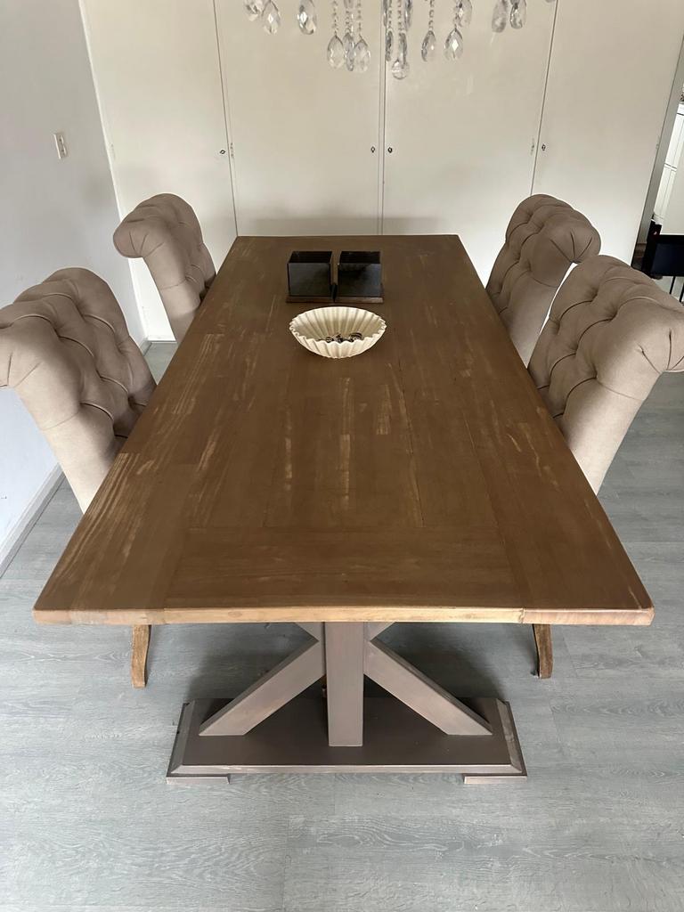 Houten eettafel, Huis en Inrichting, Tafels | Eettafels, Ophalen, Gebruikt, Vier personen, Rechthoekig