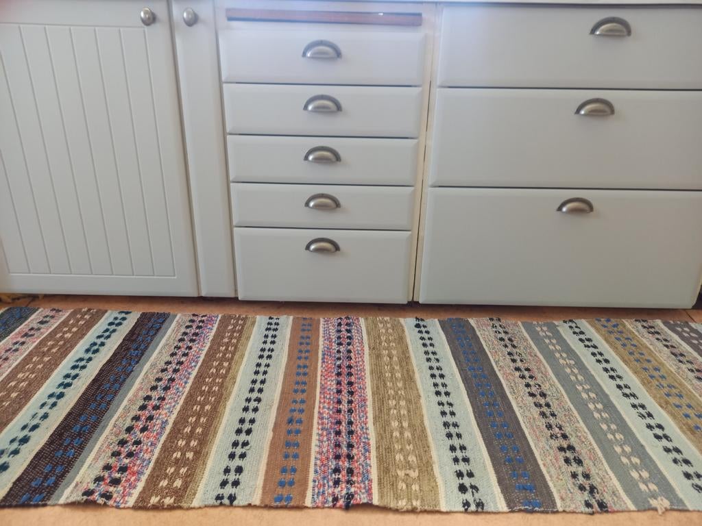 Vintage Zweedse handgeweven katoenen loper, Ophalen of Verzenden