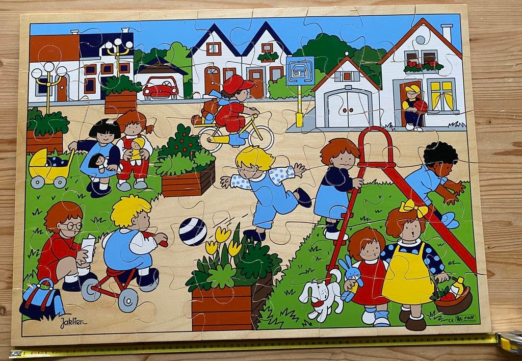 Rolf Jaklien houten vloerpuzzel retro, 2 tot 4 jaar, Gebruikt, Van hout, Verzenden