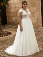 Trouwjurk maat 46/48 met korte mouwtjes, Ophalen of Verzenden, Zo goed als nieuw, Wit, Trouwjurk