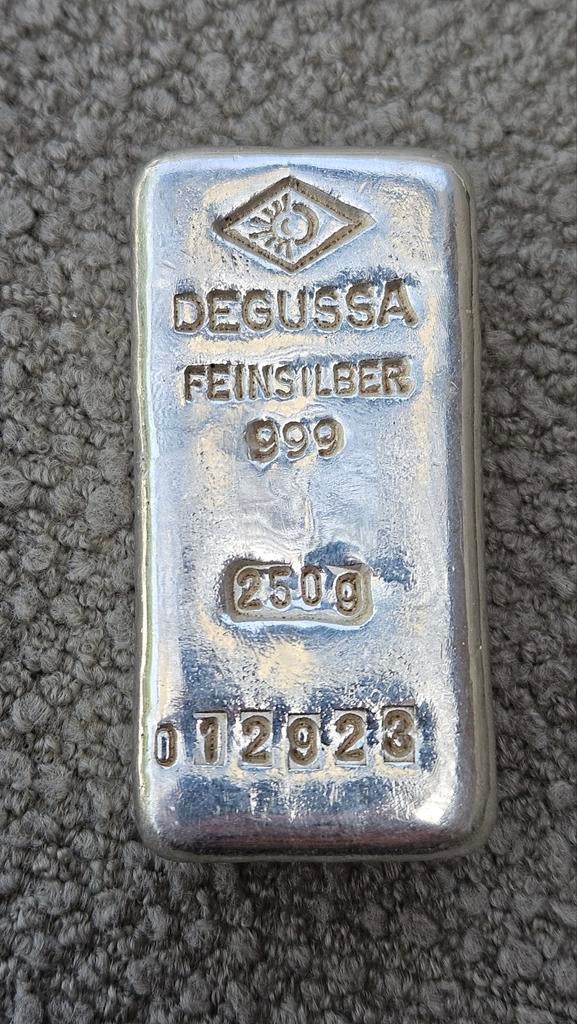 250 gram degussa 999 zilverbaar, Ophalen of Verzenden, Zilver