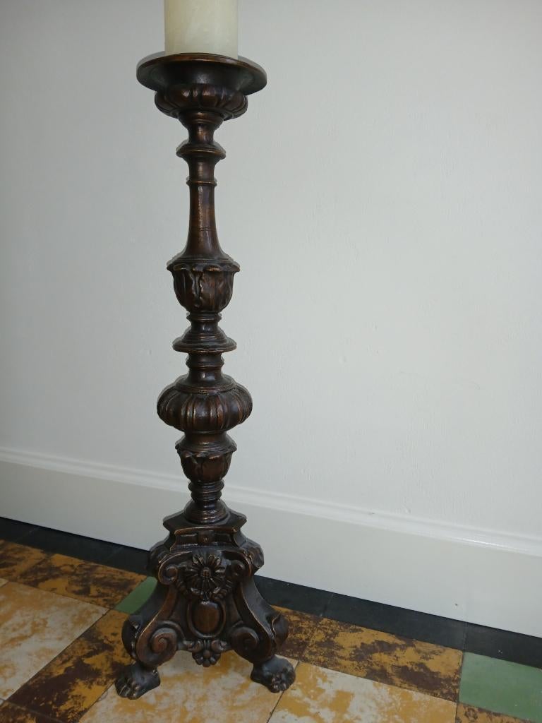 antieke zware bronzen kandelaar, Antiek en Kunst, Ophalen of Verzenden, Koper of Brons