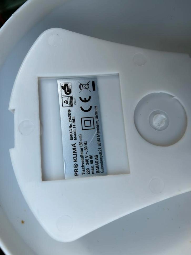Witte Pro Klima tafelventilator, Witgoed en Apparatuur, Ventilatoren, Gebruikt, Tafelventilator, Ophalen