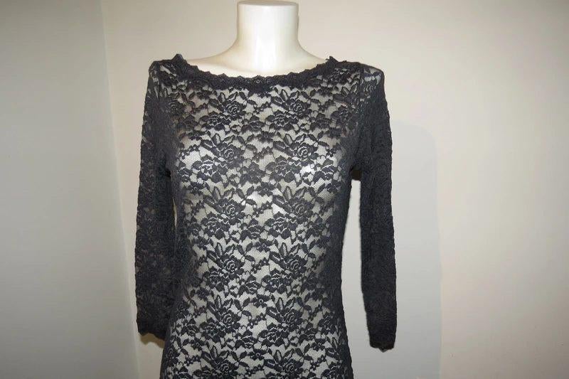 Rosemunde grijze jurk open gewerkte sier kant met stretch M, Kleding | Dames, Maat 38/40 (M), Verzenden, Zo goed als nieuw, Rosemunde