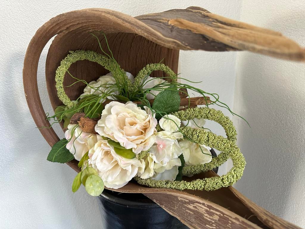 Uniek zijden bloemstuk met rozen en hortensia, Ophalen, Nieuw