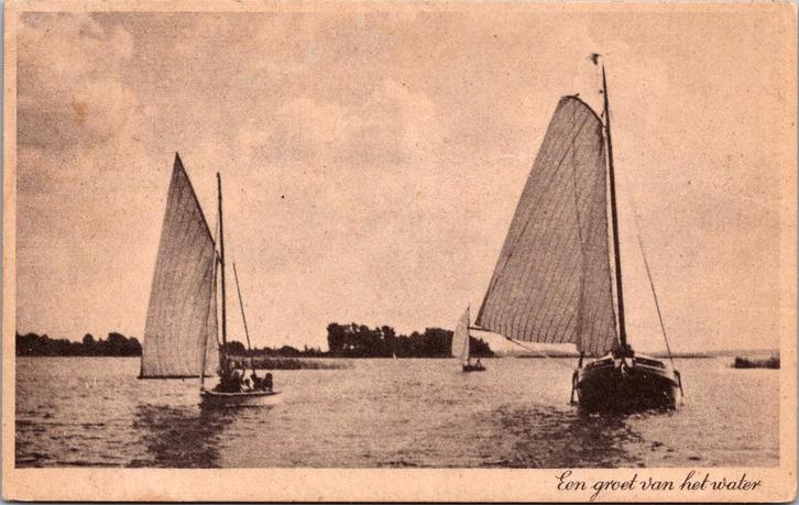 Een groet van het water - Watersport, Verzamelen, Ansichtkaarten | Nederland, Gelopen, Utrecht, 1940 tot 1960, Verzenden