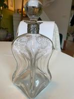Whiskey fles, geslepen glas, barocke zilveren hals, Antiek en Kunst, Ophalen of Verzenden
