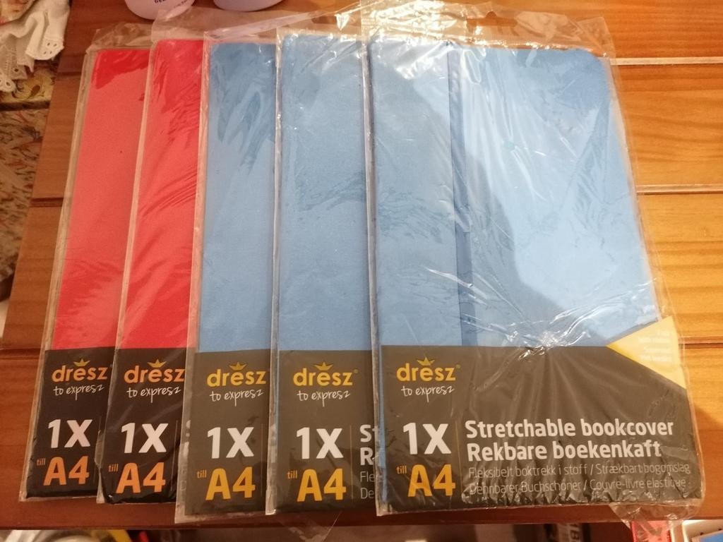 5 rekbare stoffen boekenkaften, Diversen, Schoolbenodigdheden, Ophalen of Verzenden, Nieuw