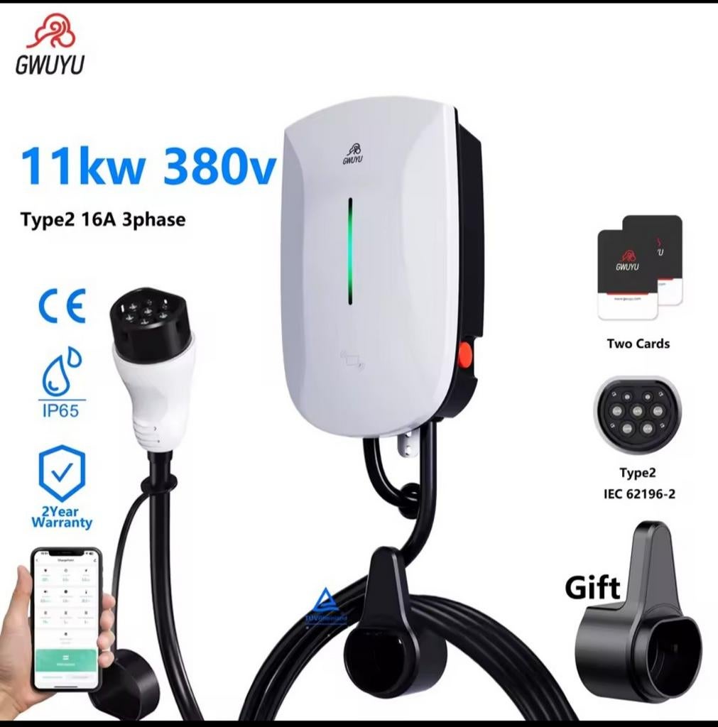 Wallbox Elektrische Auto 11kW app oplader type 2 ip65 CE, Ophalen of Verzenden, Nieuw, Laadkabel