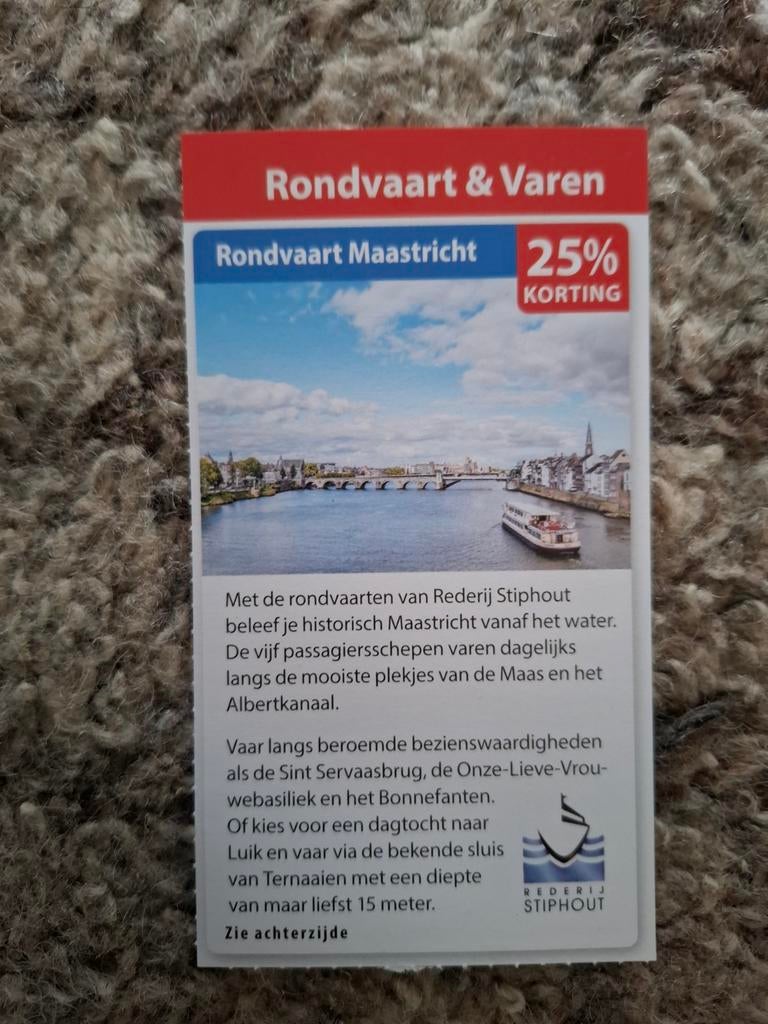 Rondvaart Maastricht 25% korting, Drie personen of meer, Kortingsbon, Overige typen