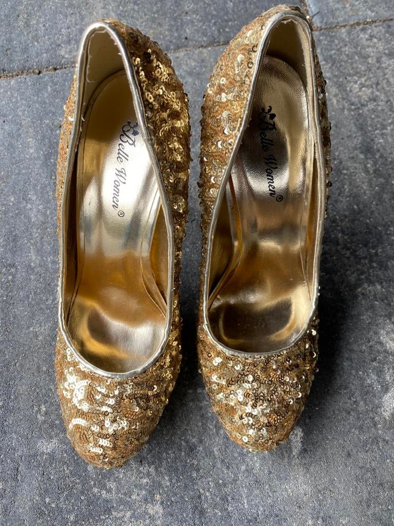 Gouden pumps maat 37, Ophalen, Pumps, Overige kleuren, Zo goed als nieuw