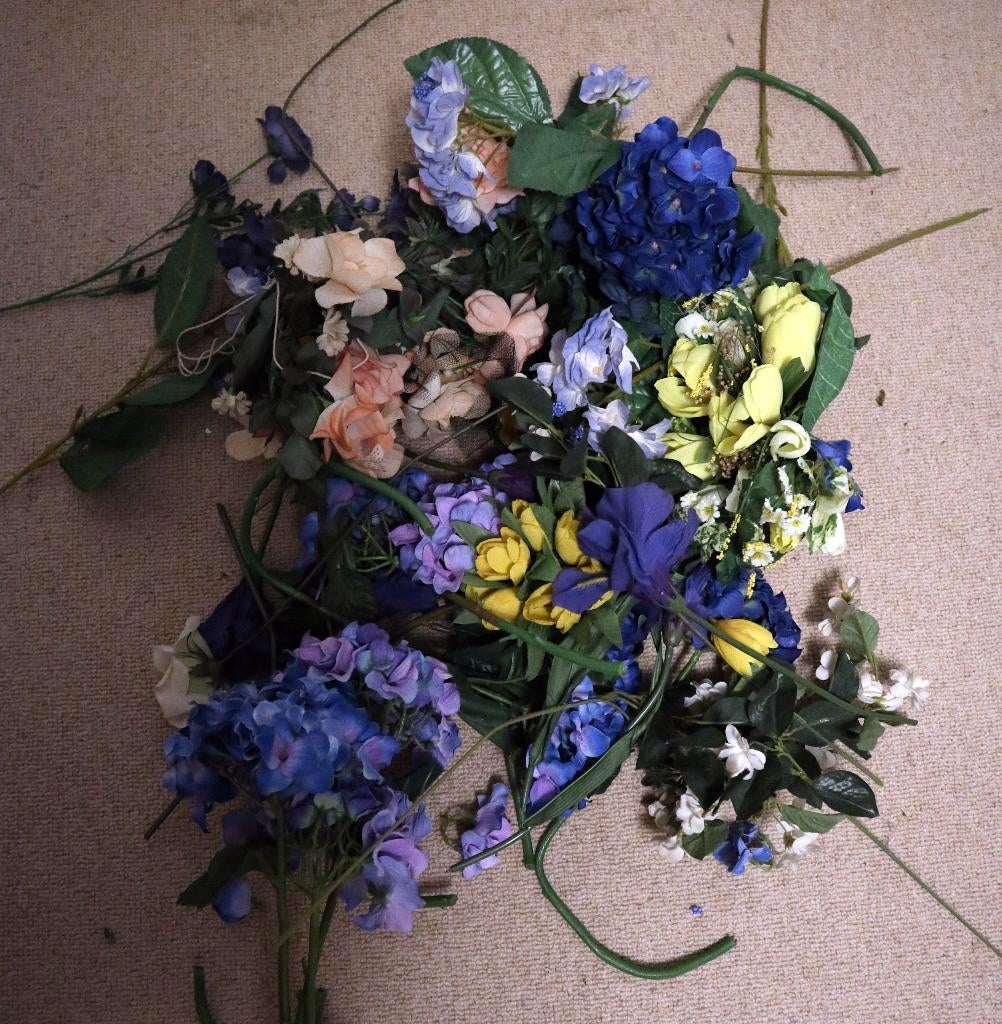 Gevarieerde set kunstbloemen hortensia iris tulpen, Ophalen of Verzenden