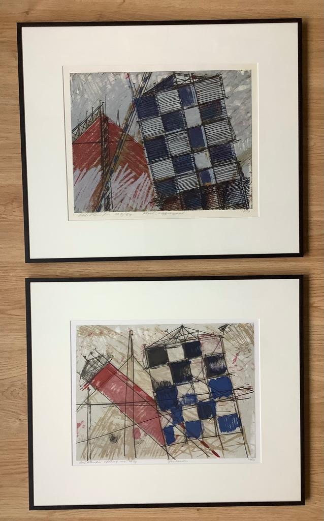 “Koel-aggregaat” en “Gashouder” 2 zeefdrukken Bob Kemper, Ophalen
