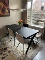 Loods 5 eetkamerset tafel, 4 stoelen en bankje, Ophalen, Gebruikt, 200 cm of meer, 50 tot 100 cm