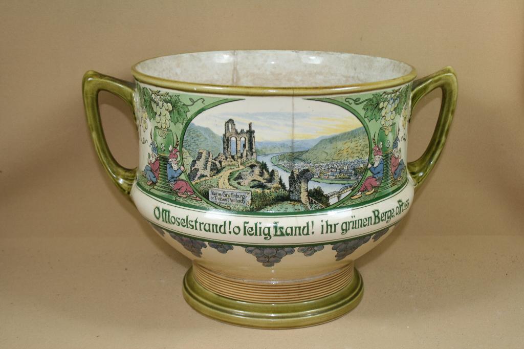 Grote antieke punch bowl / bloempot Villeroy & Boch Mettlach, Antiek en Kunst, Ophalen of Verzenden