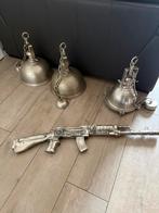 3 mooie aluminium lampen en een aluminium geweer, Ophalen, Zo goed als nieuw