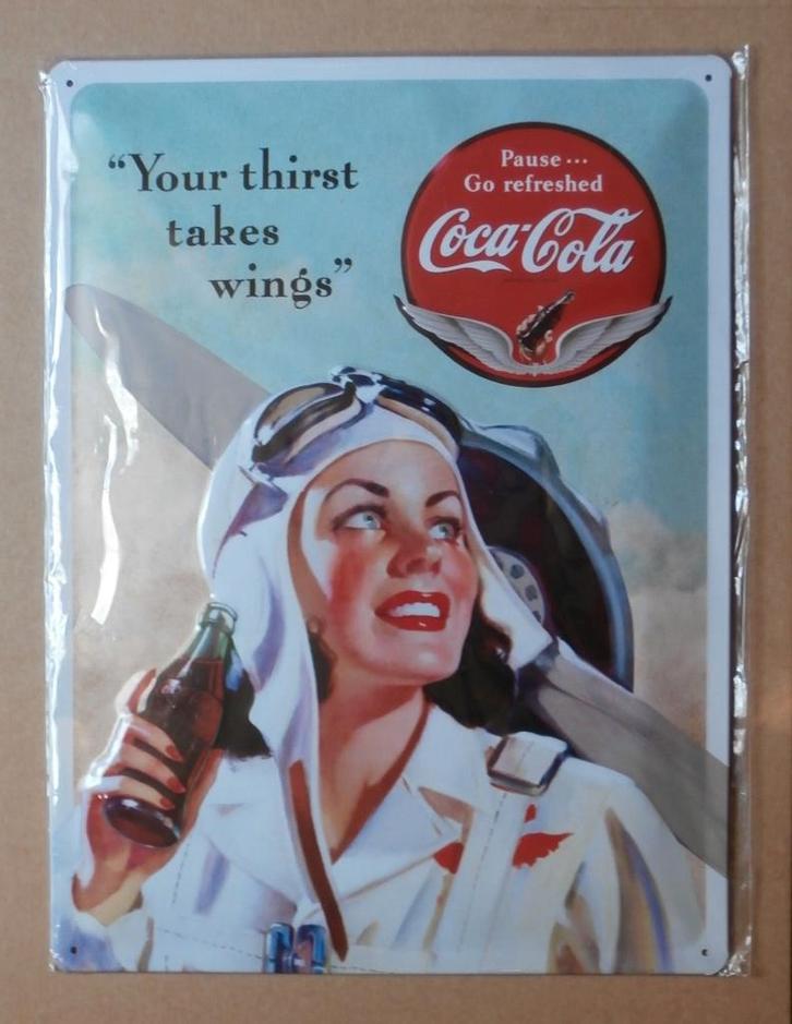 Coca Cola reclamebord pin-up vleugel bord mancave bar 40x30, Verzamelen, Merken en Reclamevoorwerpen, Nieuw, Reclamebord, Ophalen of Verzenden