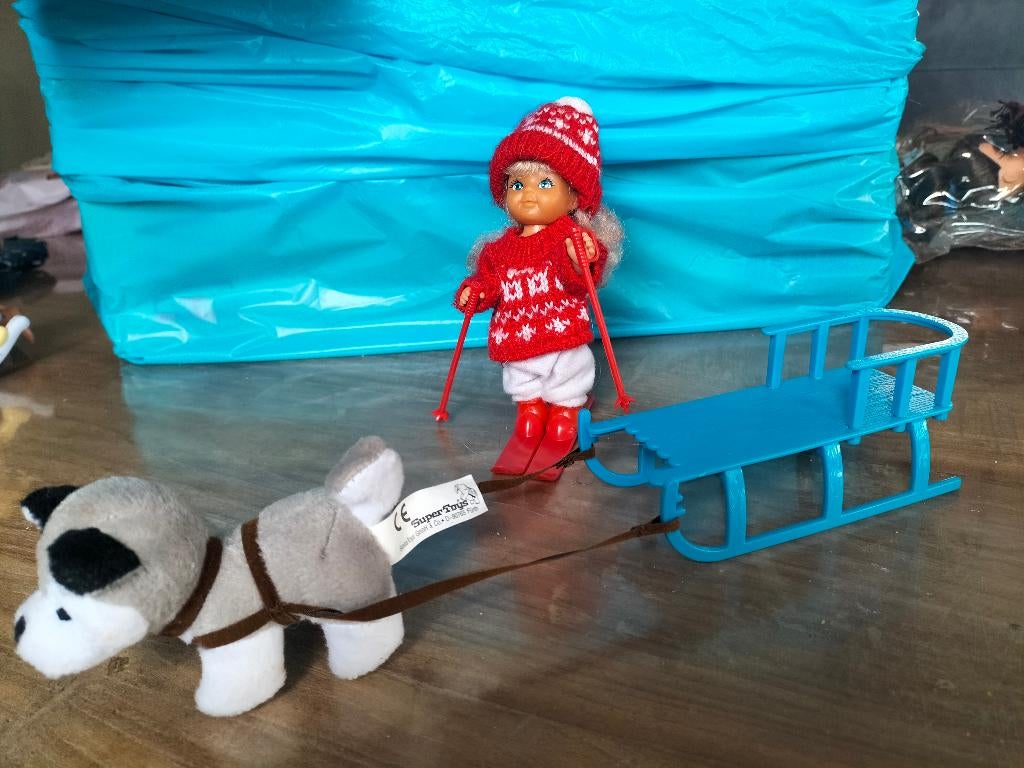 Evi Love winter ski set – Simba – compleet met hondje & slee, Ophalen of Verzenden, Zo goed als nieuw, Pop