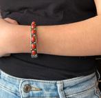 Bloedkoraal zilver antiek slavenarmband bangle 14k goud dame, Verzenden, Goud, Armband, Met edelsteen