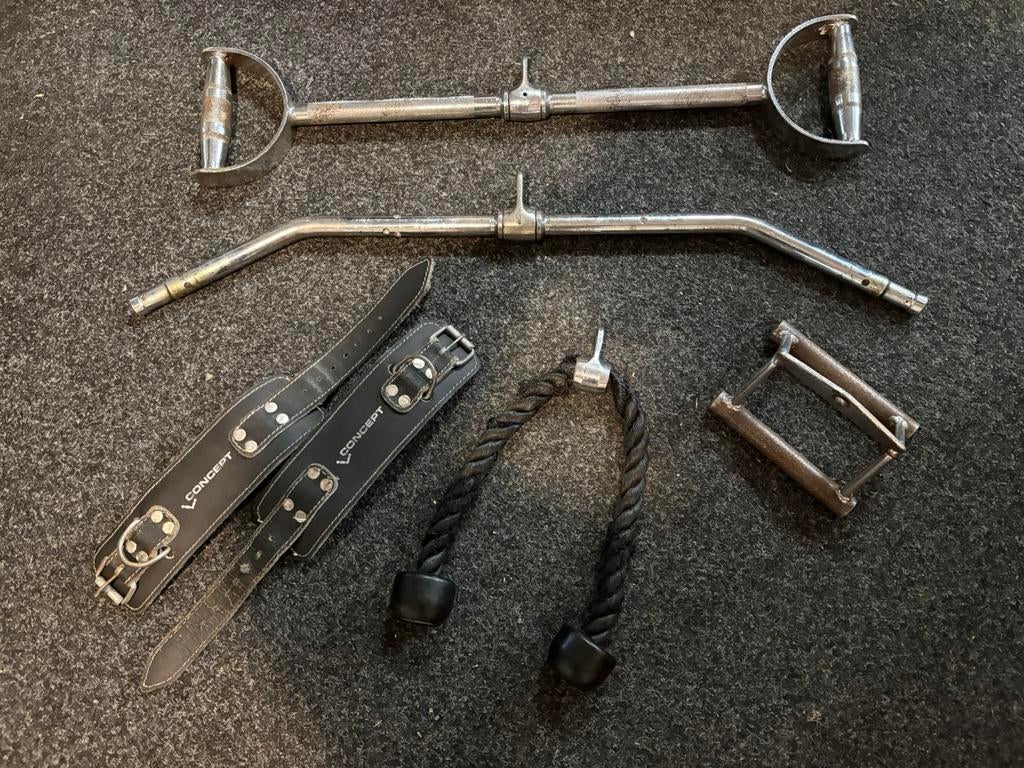 Lat pull pully pulley accessoires set nr 1, Accesoires set, Gebruikt, Nr 1, Overige typen