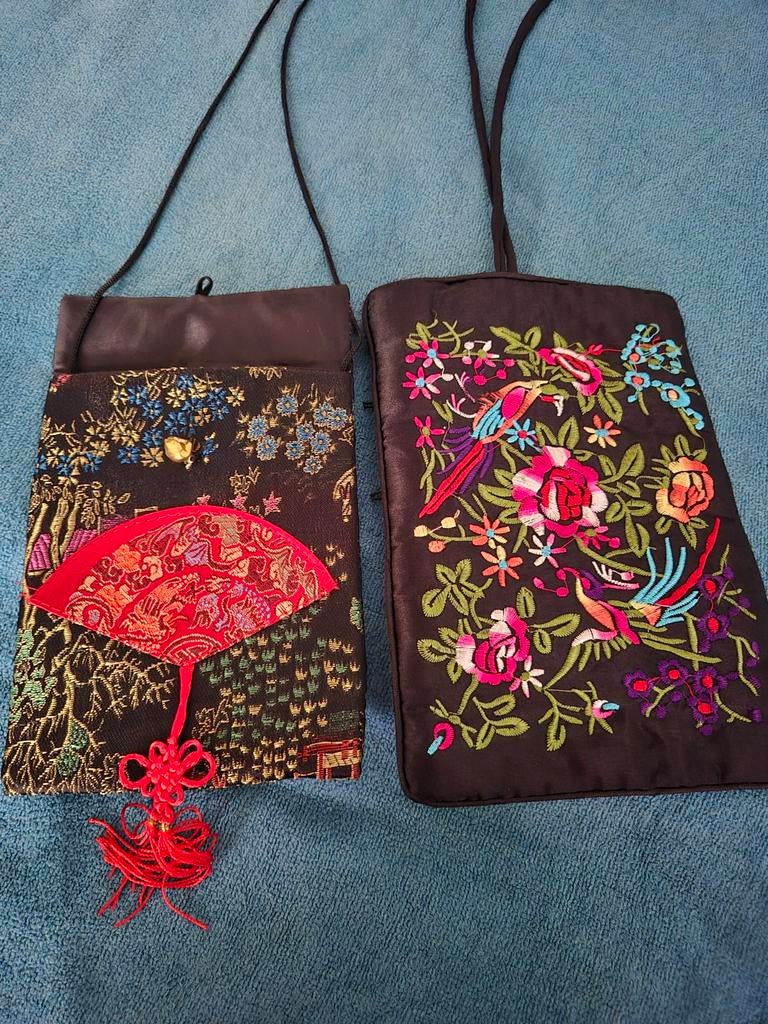 Mooie Chinese tasjes met bloemmotieven, Ophalen of Verzenden, Zo goed als nieuw, Zwart, Avondtasje