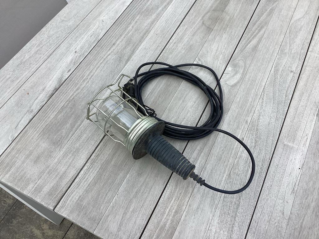 Vintage Looplamp met metalen kooi, Ophalen, Gebruikt
