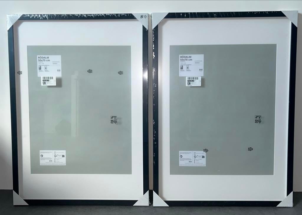 Nieuwe Fotolijst 50x70 cm 2x - Zwart, met passe-partout, Ophalen, Nieuw