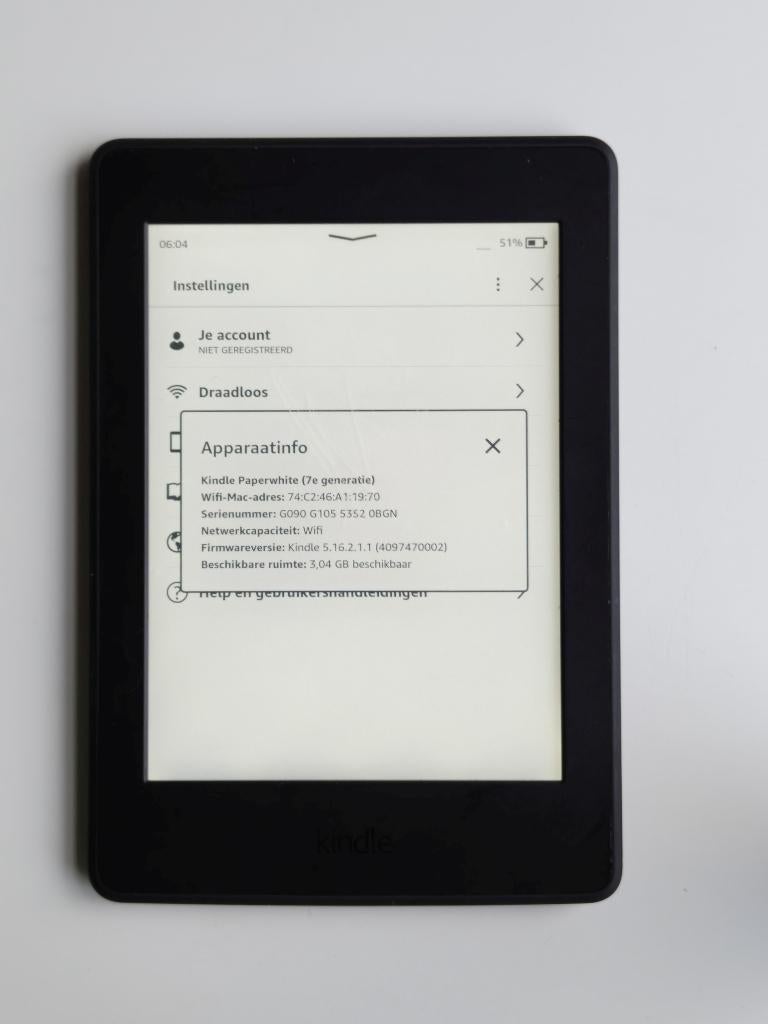 Kindle Paperwhite 7e generatie ereader 4GB (E148), Kindle-feedback@amazon.com, Amazon.com, Inc., Ophalen of Verzenden, Zo goed als nieuw