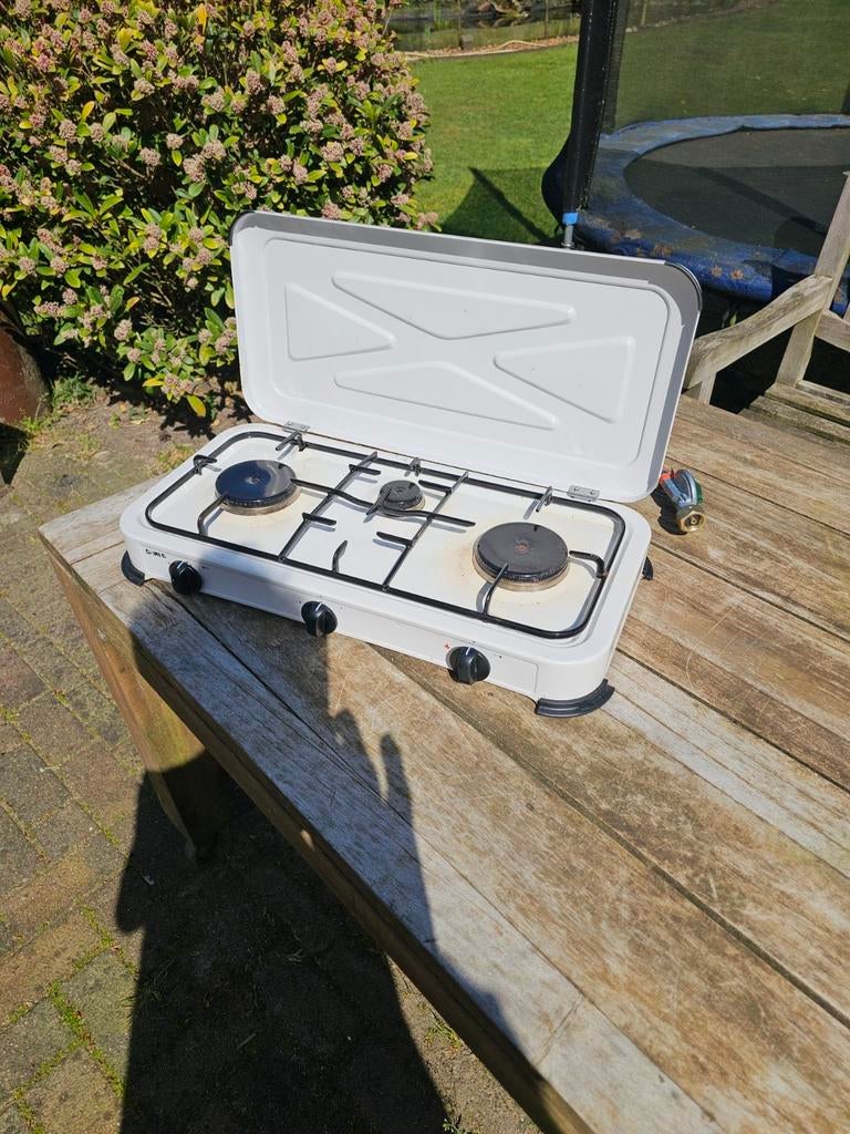 Gimeg 3-pits gasfornuis - Ideaal voor camping of buiten, Ophalen of Verzenden, Gebruikt