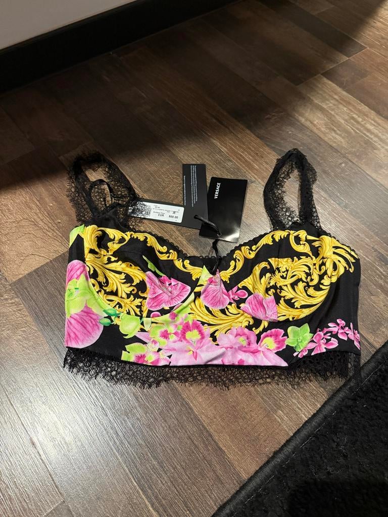 Versace Medusa Orchid Zijden Bustier, Kleding | Dames, Ophalen of Verzenden, Nieuw, Zwart, Zonder mouw