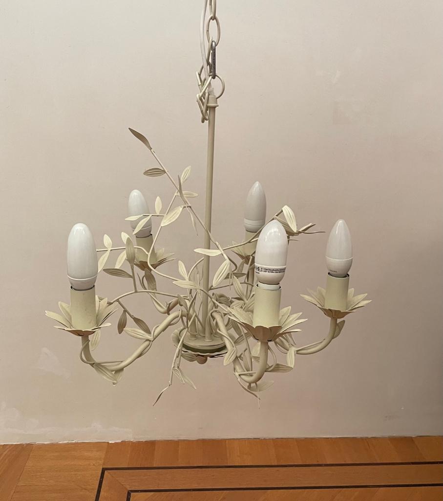 Romantische Plafond Lamp LAURA ASHLEY, Metaal met Blaadjes, Ophalen, Frans, Zo goed als nieuw, Metaal