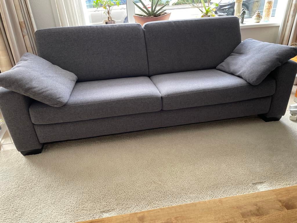 Gereinigd Montel  2-en 3-zits bank met hocker - Grijs, Ophalen, 150 tot 200 cm, Tweepersoons, 75 tot 100 cm