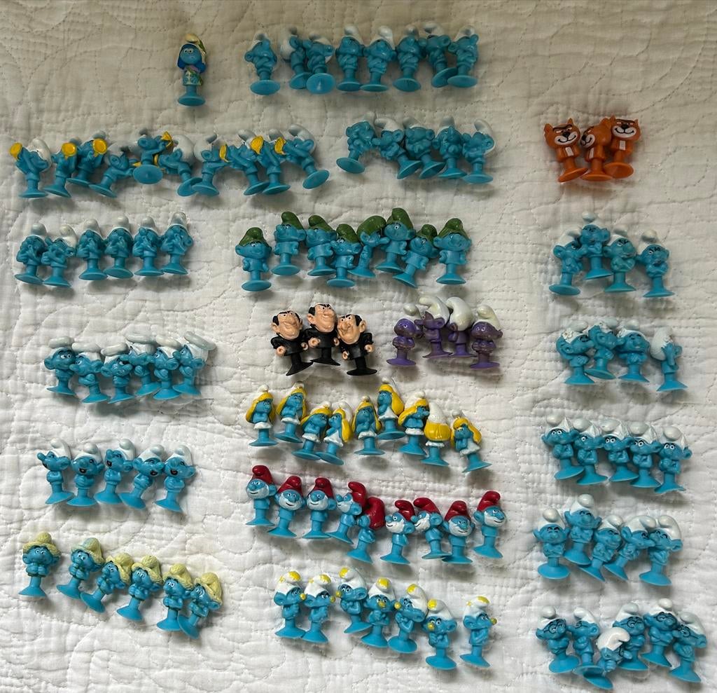 Grote collectie Zuignap Smurfen - Vintage Smurfen, Verzamelen, Smurfen, Ophalen of Verzenden, Zo goed als nieuw, Verschillende Smurfen